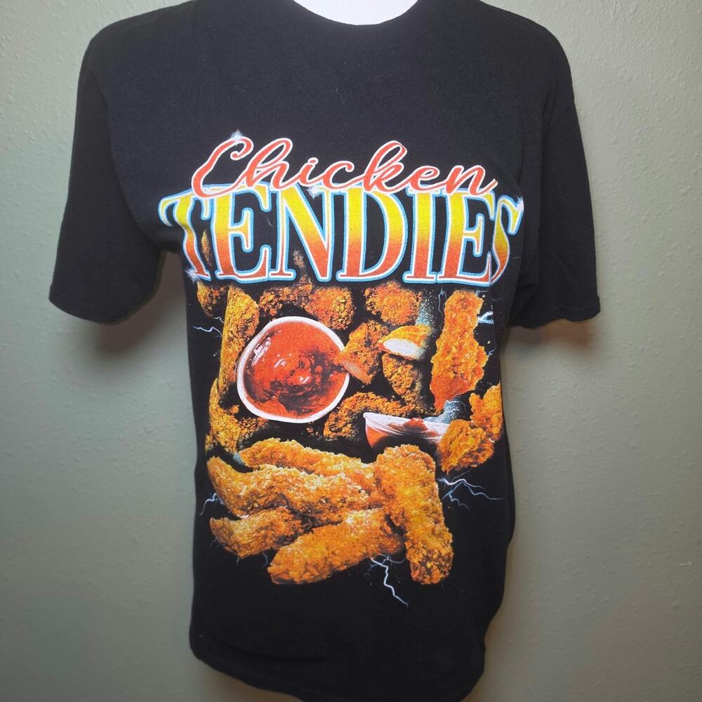 Brisco Brands Chicken Tendies Graphic T-Shirt Black Tee M